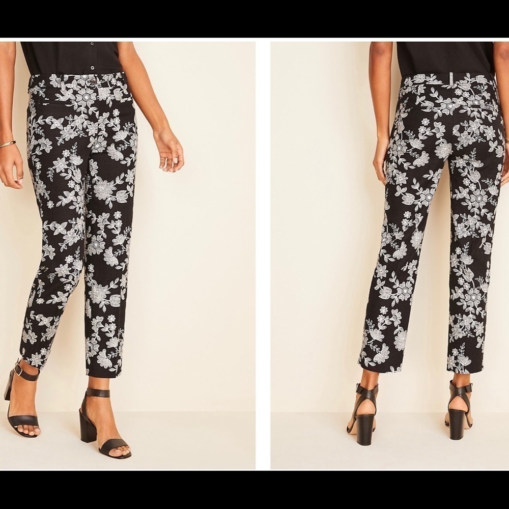 LOFT• black white cropped pant